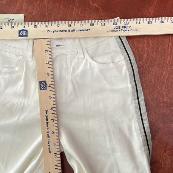 L'agence Nadia Jeans 24 High Rise Cropped Straight Stretch Pant Metallic Striped - Picture 14 of 15